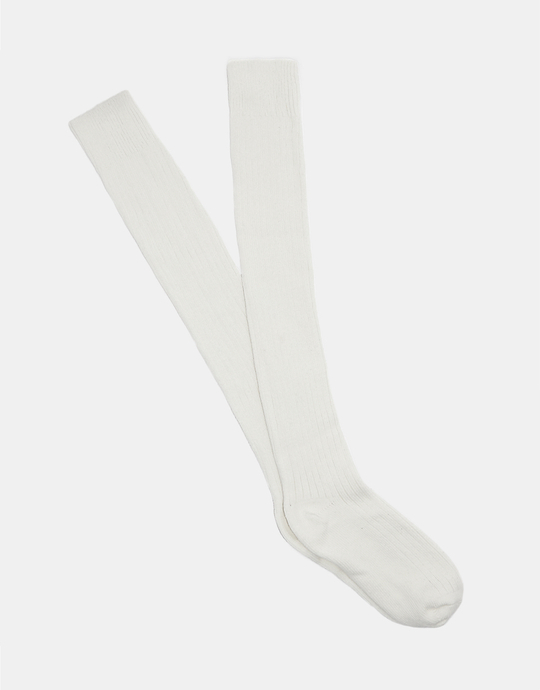Weiße gerippte Over the Knees-Socken | TALLY WEiJL