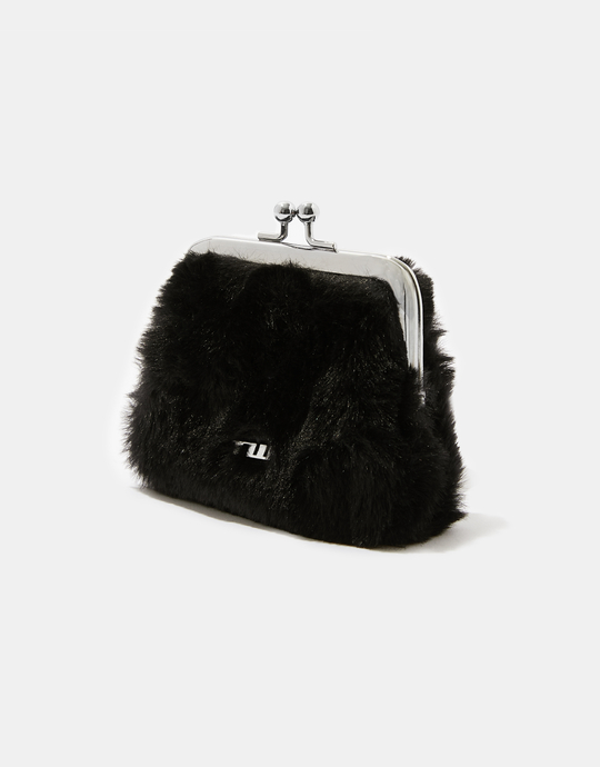 Black Faux Fur Wallet | TALLY WEiJL