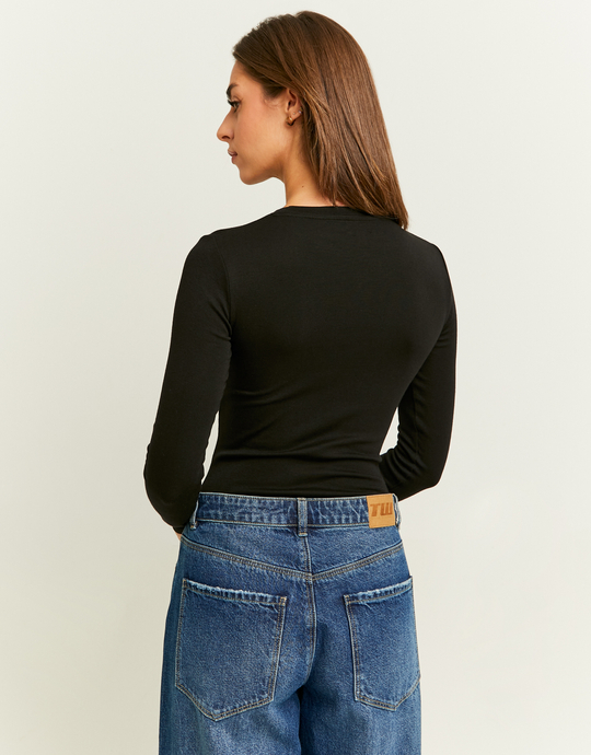 Black Basic Long Sleeves Bodysuit | TALLY WEiJL