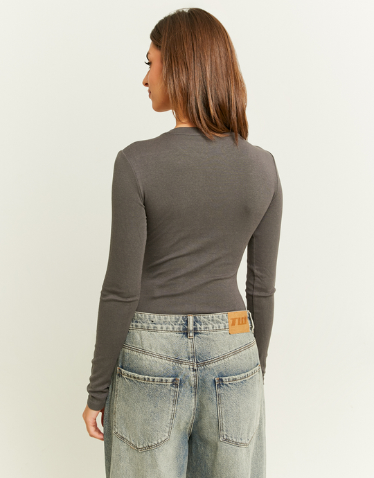 Grey Basic Long Sleeves Bodysuit | TALLY WEiJL