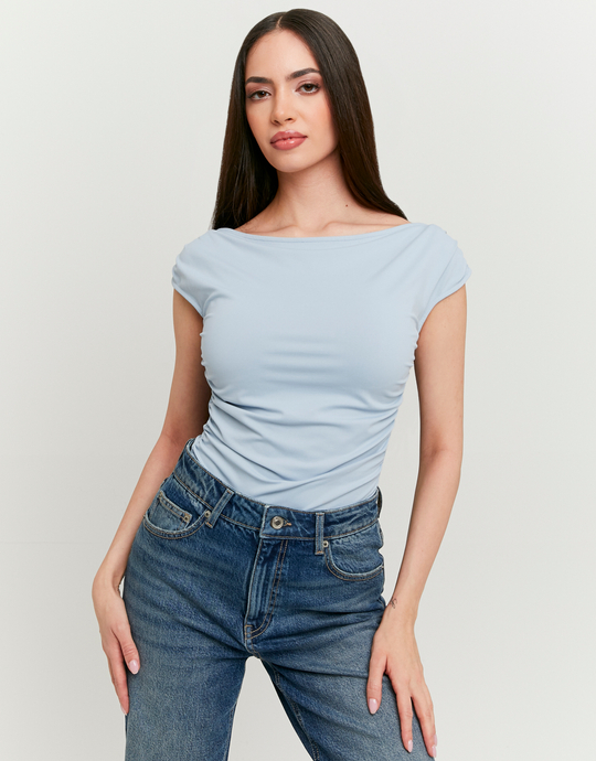 Blue Bodysuit with Boat Neckline | TALLY WEiJL