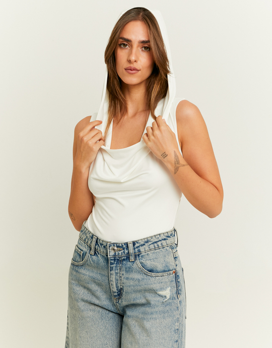 Body Blanc à Capuche avec Détail dans le Dos | TALLY WEiJL