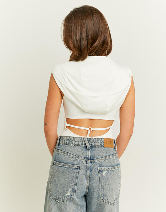 Body Blanc à Capuche avec Détail dans le Dos | TALLY WEiJL