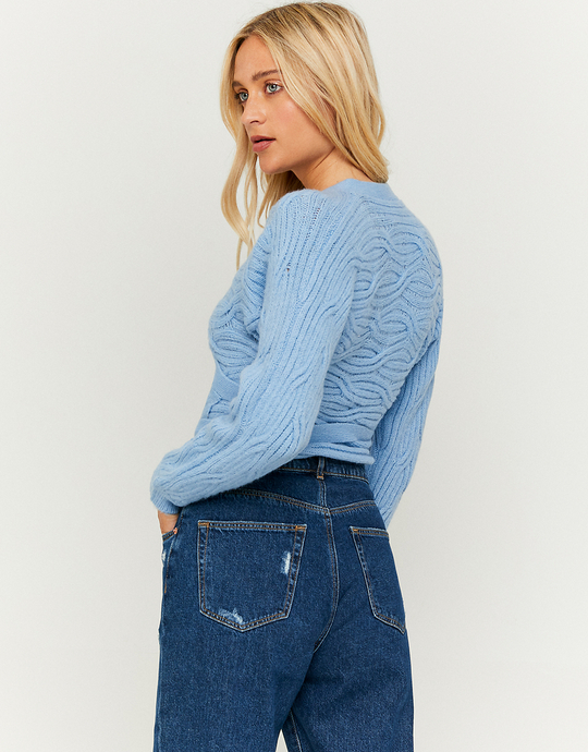 Blauer Kabelstrick Cardigan | TALLY WEiJL