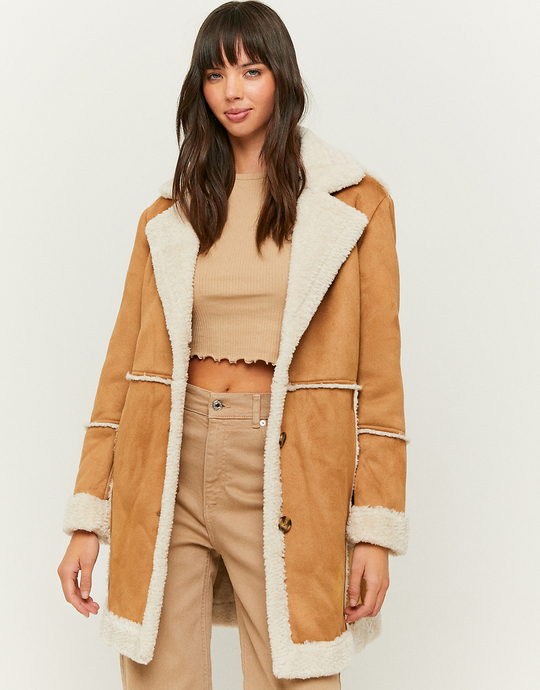 Brauner Mantel aus Kunstfell | TALLY WEiJL