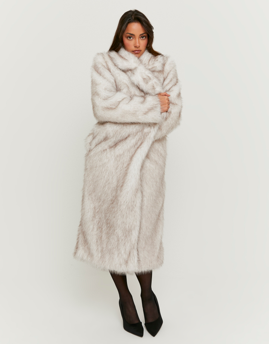 Manteau Long Blanc en Fausse Fourrure | TALLY WEiJL