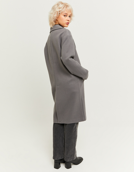 Grauer langer Basic Mantel aus Kunstwolle | TALLY WEiJL