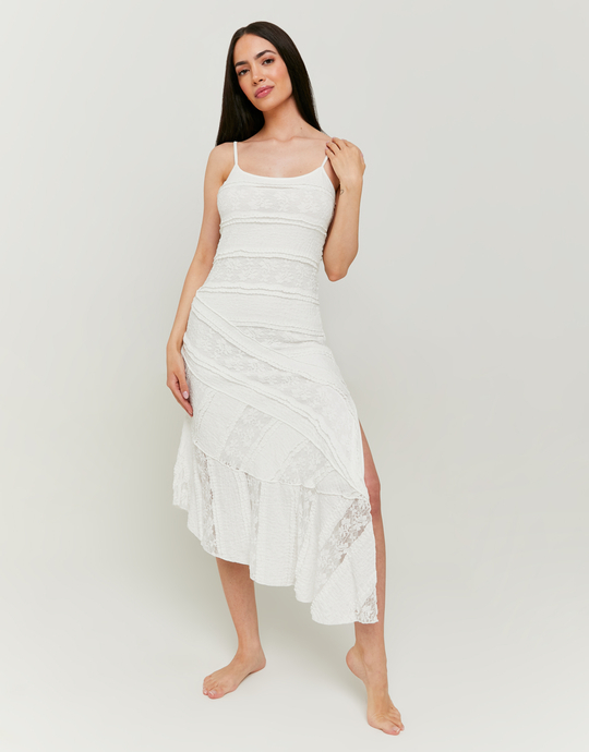 Φόρεμα Ασύμετρο Λευκό με δαντέλα | TALLY WEiJL