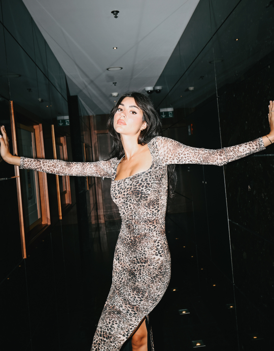 Leo Print Long Dress with Side Slit | TALLY WEiJL