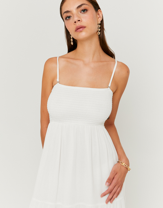 Robe Longue Blanche en Lin Froissé | TALLY WEiJL