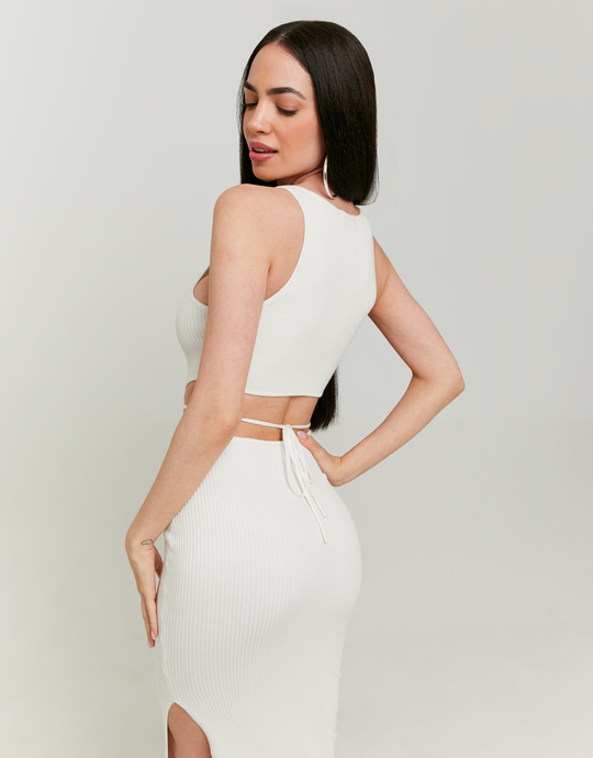 Weißes Strickkleid mit Lace Up | TALLY WEiJL