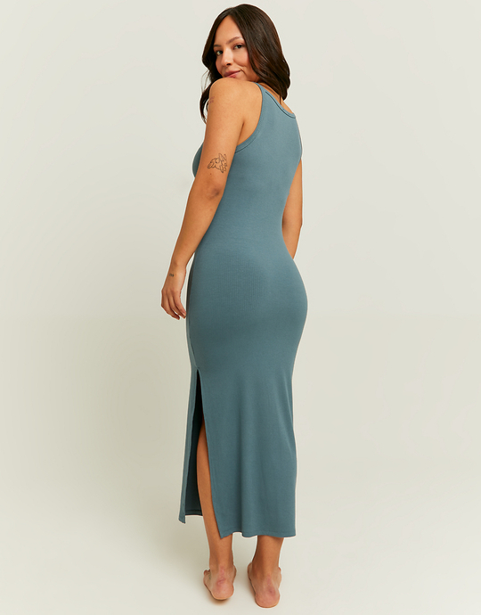 Robe Midi Bleue Basique avec Fente Latérale | TALLY WEiJL