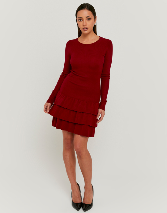 Rotes Strickkleid mit Rüschen | TALLY WEiJL