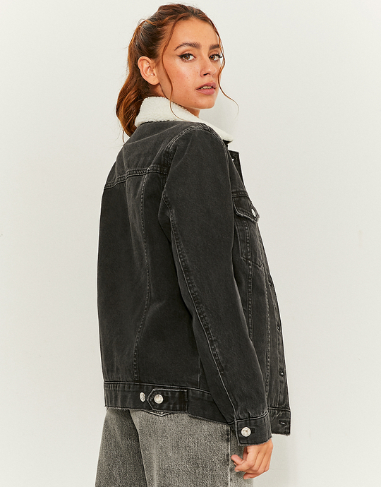 Veste en Jean avec Fausse Fourrure Noir | TALLY WEiJL