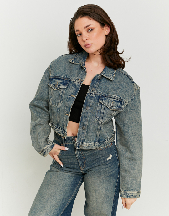Blue Cropped Denim Jacket | TALLY WEiJL