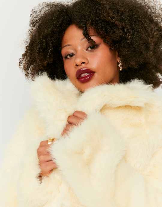 Veste Jaune Courte en Fausse Fourrure | TALLY WEiJL