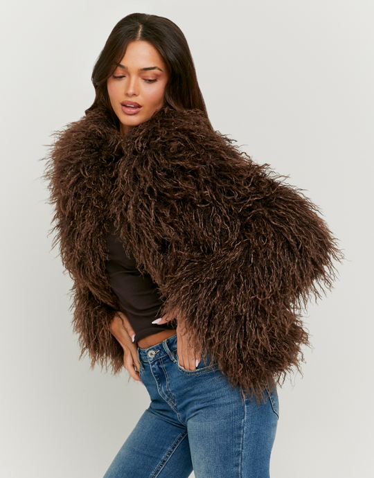 Brown Faux Fur Jacket | TALLY WEiJL
