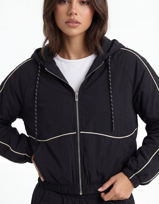 Veste Noire Coupe Ample à Fermeture Zippée | TALLY WEiJL