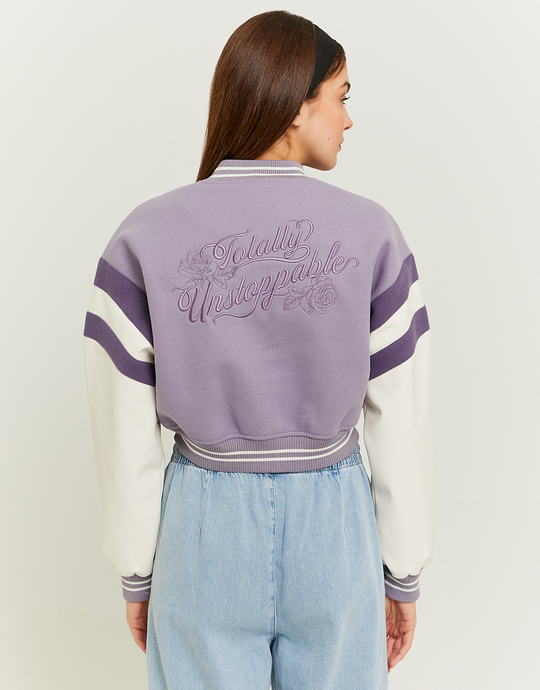 Purple Cropped Varsity Jacket | TALLY WEiJL