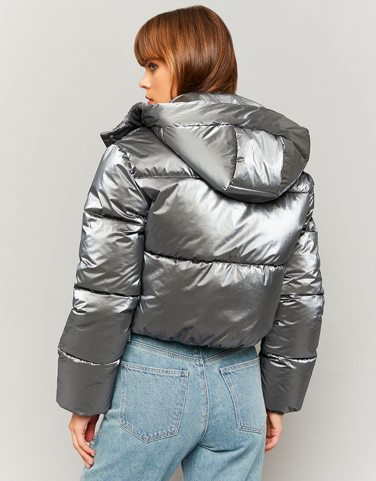 Silver Cropped Padded Jacket | TALLY WEiJL