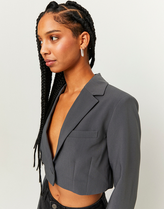 Grey Cropped Blazer | TALLY WEiJL