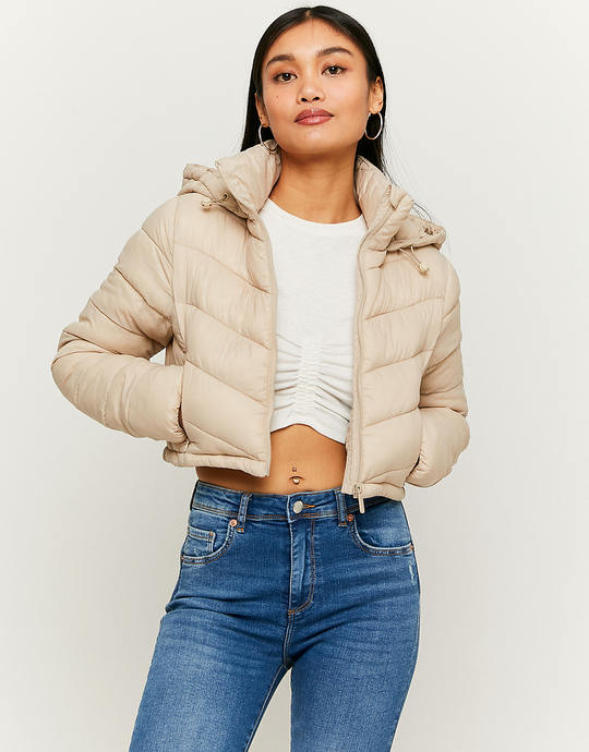 Beżowa krótka ocieplana kurtka | TALLY WEiJL