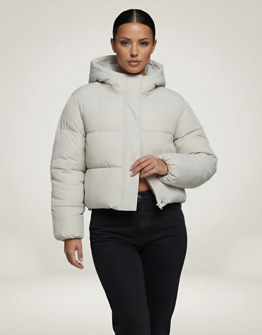 Hellgraue gefütterte Cropped Jacke | TALLY WEiJL