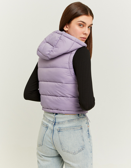 Purple Cropped Padded Vest with Hood | TALLY WEiJL