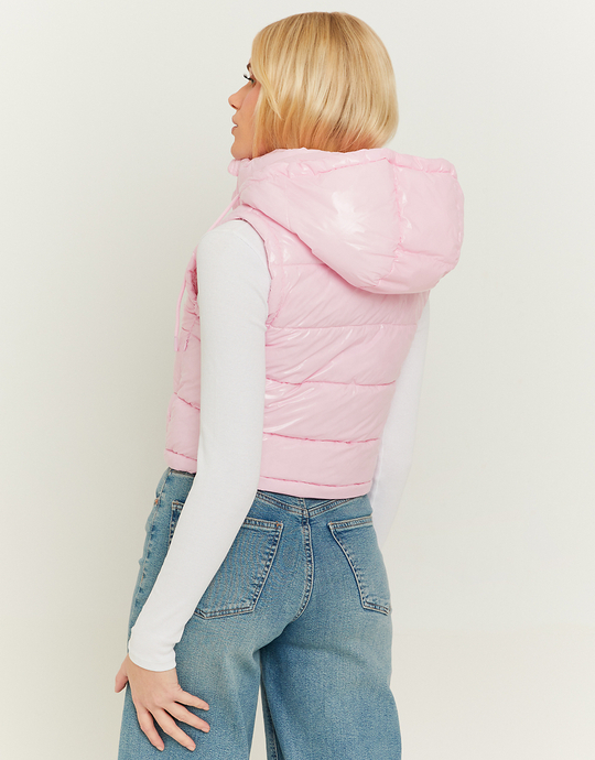 Rosa ärmellose gesteppte Jacke mit Kapuze | TALLY WEiJL