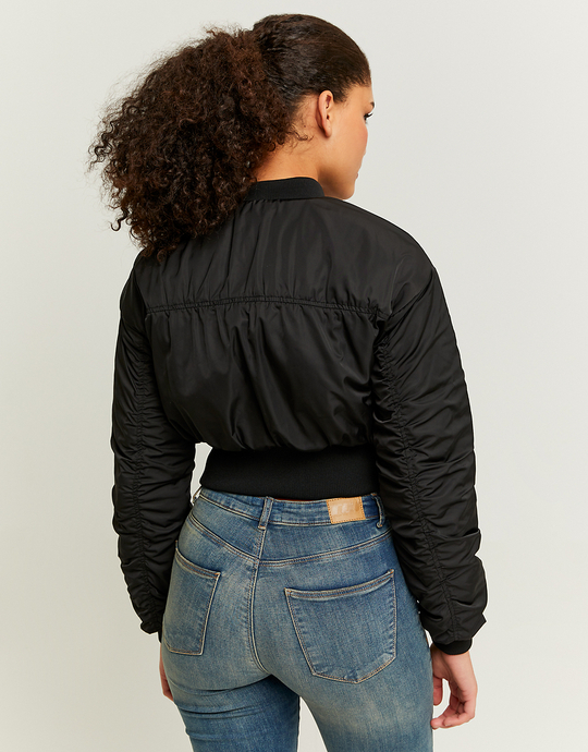 Black Cropped Bomber Jacket | TALLY WEiJL