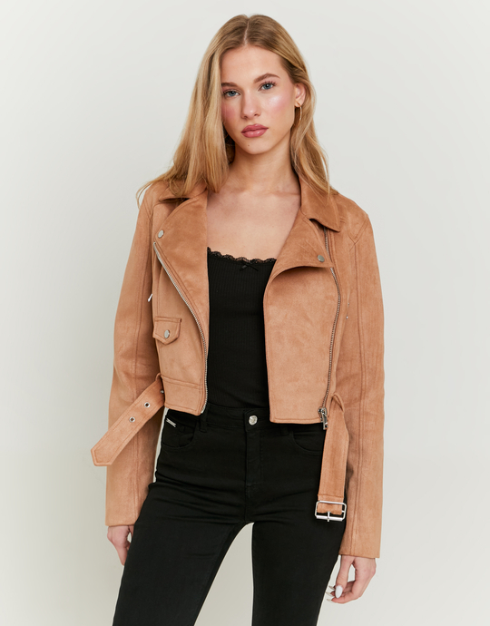 Giacca Biker Scamosciata Beige | TALLY WEiJL