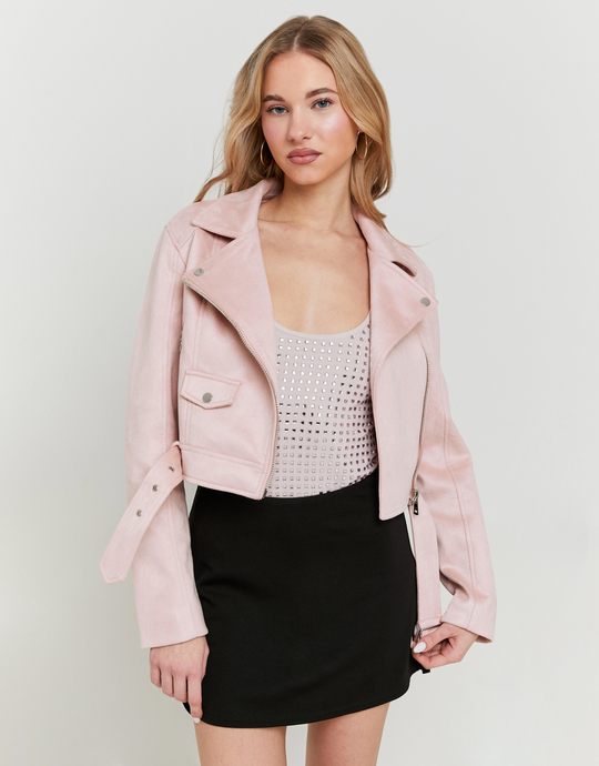 Pink Suede Biker Jacket | TALLY WEiJL