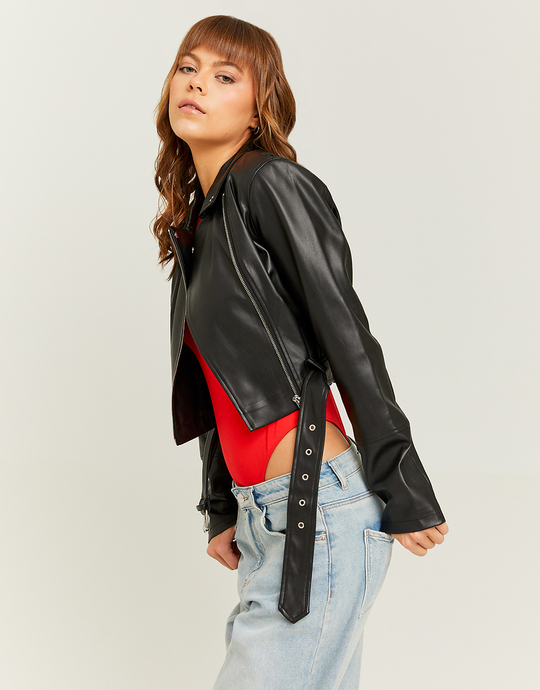 Schwarze Biker-Jacke aus Kunstleder | TALLY WEiJL