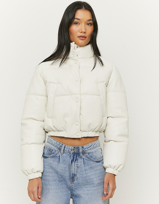 White Faux Leather Puffer Jacket | TALLY WEiJL