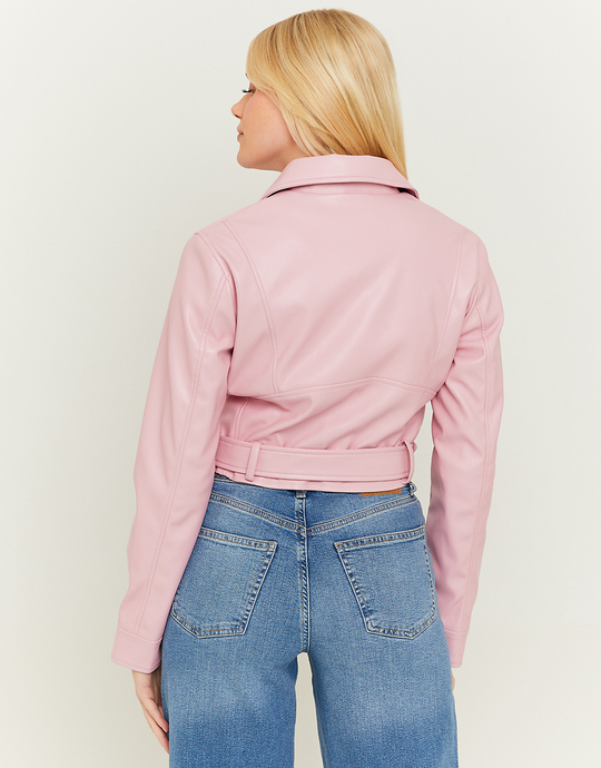 Pink Faux Leather Biker Jacket | TALLY WEiJL