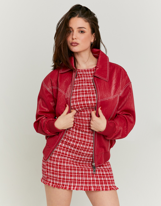 Oversize Faux Leather Bomber with Crinckle Effect | TALLY WEiJL