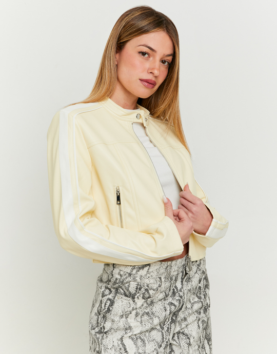 Yellow Faux Leather Biker Jacket | TALLY WEiJL