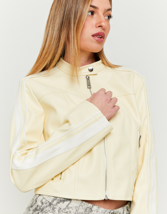 Yellow Faux Leather Biker Jacket | TALLY WEiJL