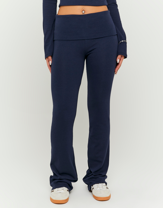 Basic Blue Cotton Trousers | TALLY WEiJL