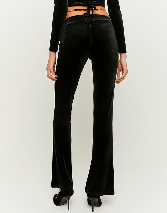 Black Velvet Flare Leggings  | TALLY WEiJL