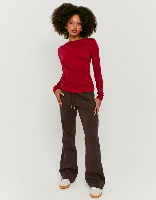 Pantalon de Jogging Marron Bootcut Taille Basse | TALLY WEiJL