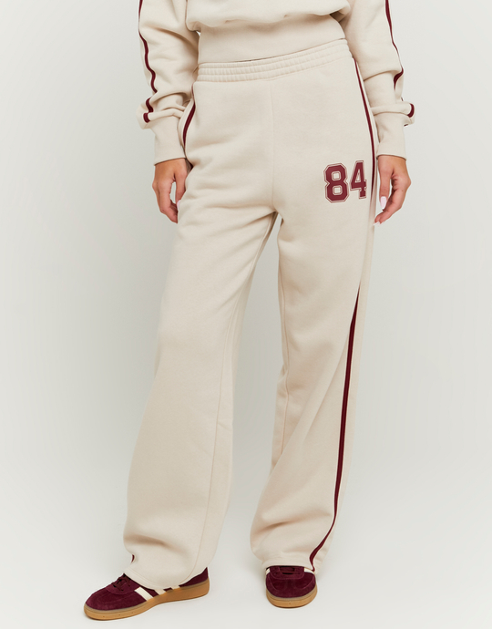 Beige Stripped Jogger with Print | TALLY WEiJL