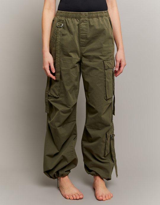 Khaki High Waist Wide Leg Cargohose | TALLY WEiJL