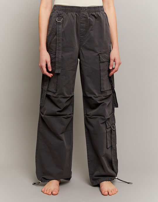 Pantaloni Cargo Wide Leg a Vita Alta Grigi | TALLY WEiJL