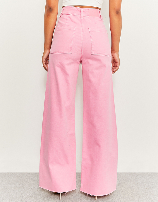 Pink High Waist Wide Leg Trousers | TALLY WEiJL