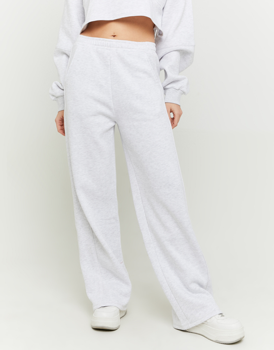 Pantalon Jogging Gris Clair à Jambes Larges | TALLY WEiJL