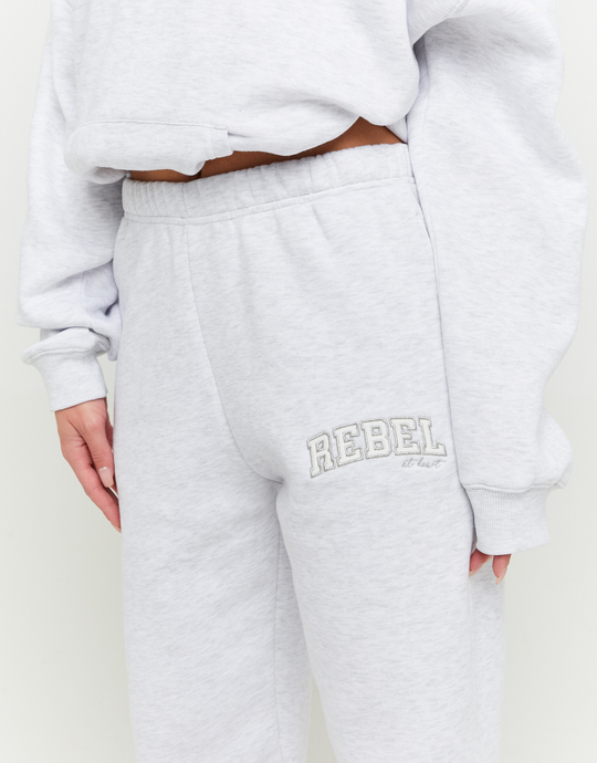 Joggers Morbidi Grigi con Ricamo in Lurex | TALLY WEiJL