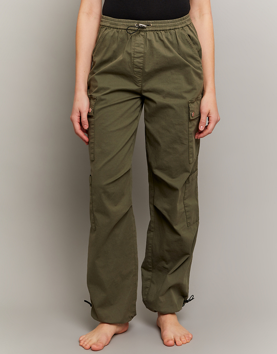 Khaki High Waist Parachute Trousers | TALLY WEiJL