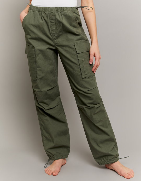 Pantalon Cargo Parachute Vert Taille Haute | TALLY WEiJL