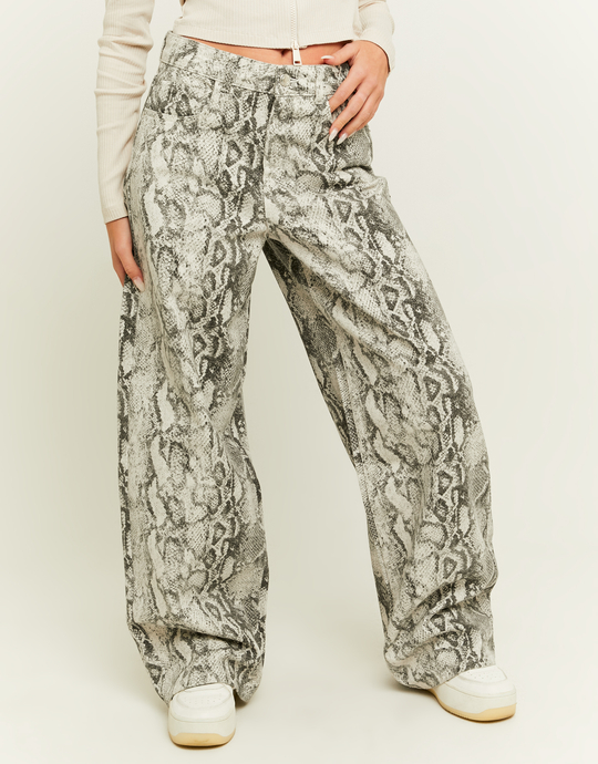 Snake Print Wide Leg Jeans | TALLY WEiJL